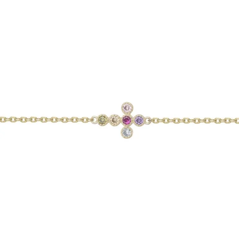 Bracelet Femme Croix Multi Couleurs EDORA PLAQUE OR et Oxydes EDO66300082