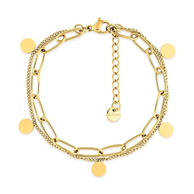 Bracelet Femme Double Rangs EDORA Acier Doré EDO433684