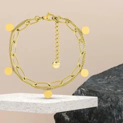 Bracelet Femme Double Rangs EDORA Acier Doré EDO433684