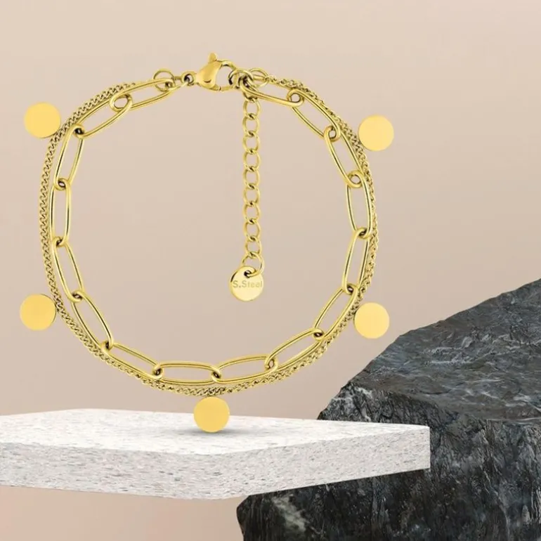 Bracelet Femme Double Rangs EDORA Acier Doré EDO433684