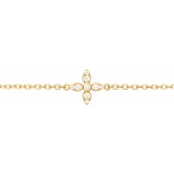 Bracelet Femme Fleure PLAQUE OR jaune et Oxydes