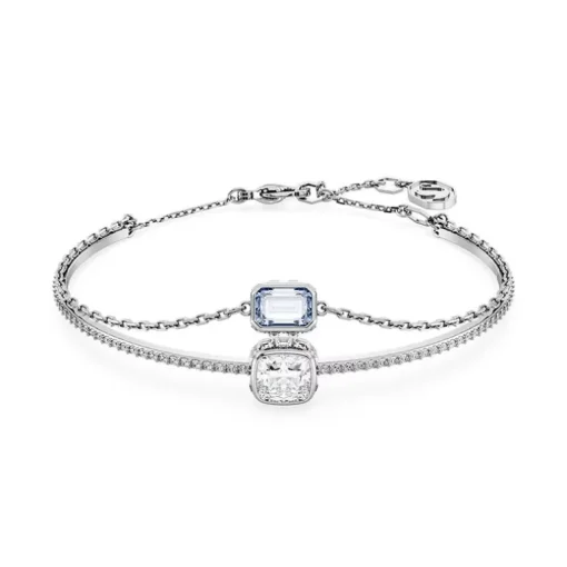 Bracelet Femme Jonc SWAROVSKI STILLA BLEU Métal Rhodié Blanc