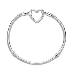 Bracelet Femme Pandora ARGENT 925/1000 Maille Serpent Fermoir Cœur 599539C00-23
