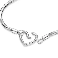 Bracelet Femme Pandora ARGENT 925/1000 Maille Serpent Fermoir Cœur 599539C00-23