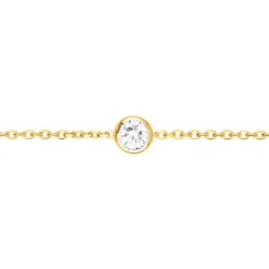 Bracelet Femme Solitaire PLAQUE OR Jaune et Oxyde