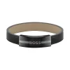 Bracelet Homme BOSS LUKE Cuir Noir Acier Noir