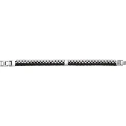 Bracelet Homme FOSSIL JEWELRY Acier Argenté et Cuir Noir JF04855040