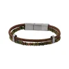 Bracelet Homme SCOOTER Cuir Brun et Unakite