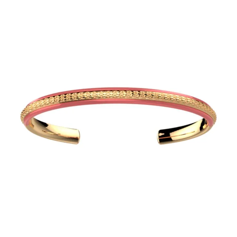 Bracelet Jonc Femme LES CADETTES SUNSET CORAIL Laiton Doré