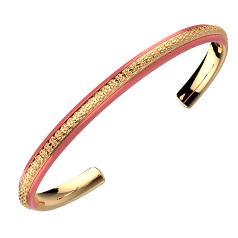 Bracelet Jonc Femme LES CADETTES SUNSET CORAIL Laiton Doré