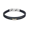 Bracelet Multirangs Homme 18.5CM FOSSIL ALL STACKED UP Cuir Bleu