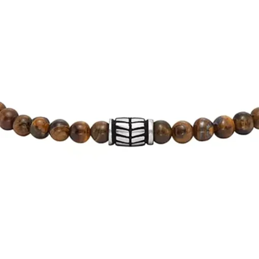 Bracelet Perles Homme 25CM FOSSIL Œil-de-Tigre