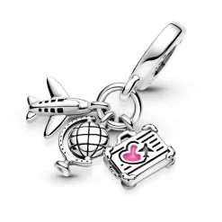 Charm Femme PANDORA AVION, GLOBE, & VALISE Argent 925/1000