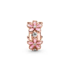 Charm Femme PANDORA CLIP MARGUERITE ROSE Doré Rose 14 Carats