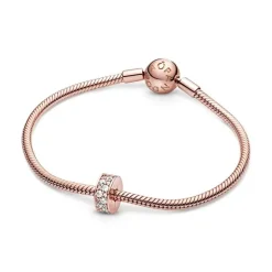 Charm Femme PANDORA CLIP PAVÉ TRANSPARENT Doré Rose 14 Carats