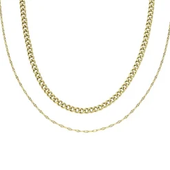 Coffret Deux Colliers Chaînes Femme FOSSIL SEASONAL Acier Doré