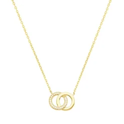 Collier Femme Cercles PLAQUE OR Jaune et Oxydes