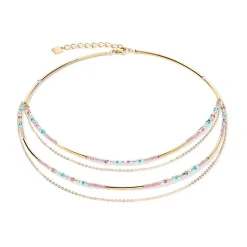Collier Femme COEUR DE LION WATERFALL DELICATE OR MULTICOLOR PASTELL ROMANTIC Acier inoxydable