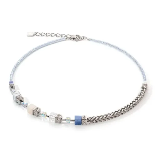 Collier Femme COEUR DE LION GEOCUBE PRECIOUS FUSION CHUNKY CHAIN BLEU CLAIR Acier inoxydable