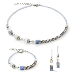 Collier Femme COEUR DE LION GEOCUBE PRECIOUS FUSION CHUNKY CHAIN BLEU CLAIR Acier inoxydable