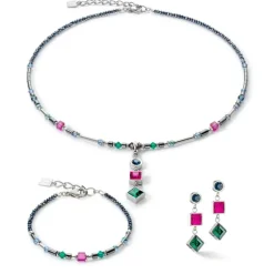 Collier Femme COEUR DE LION BRILLIANT SQUARE TRILOGY INTERCHANGEABLE PENDANT MULTICOLORE WINTER Acier inoxydable