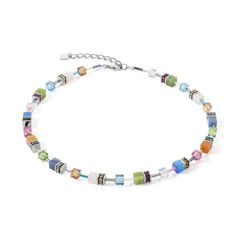 Collier Femme CŒUR DE LION GEOCUBE® ICONIC PRECIOUS MULTICOLOUR BOHO Acier Inoxydable