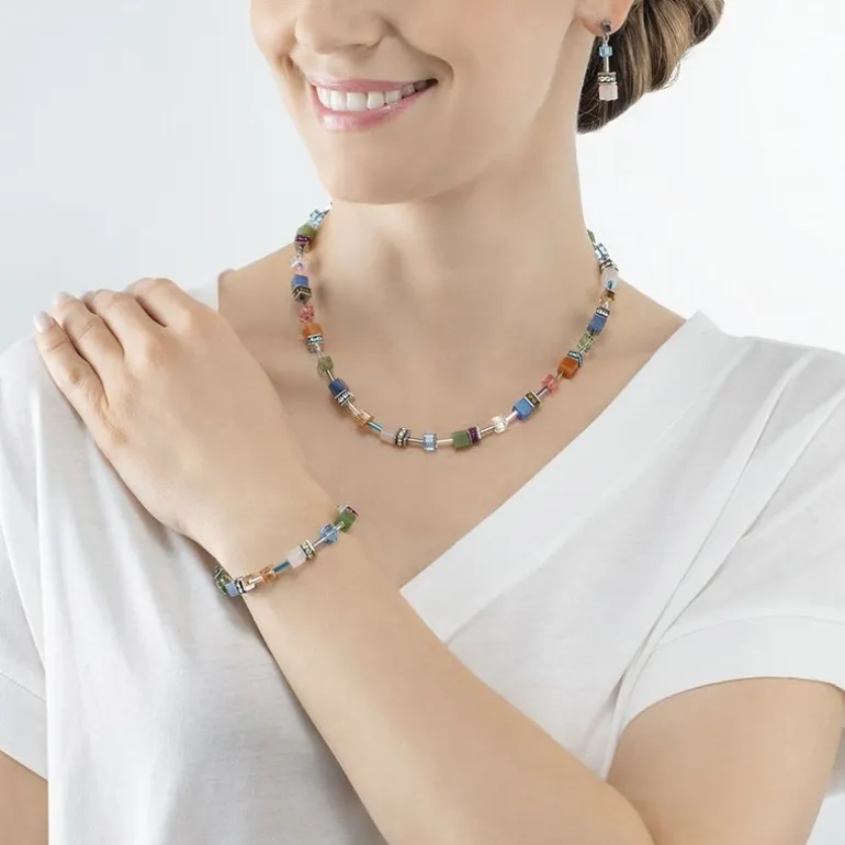 Collier Femme CŒUR DE LION GEOCUBE® ICONIC PRECIOUS MULTICOLOUR BOHO Acier Inoxydable