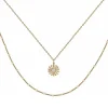 Collier femme fleur double rang EDORA PLAQUE OR et oxydes