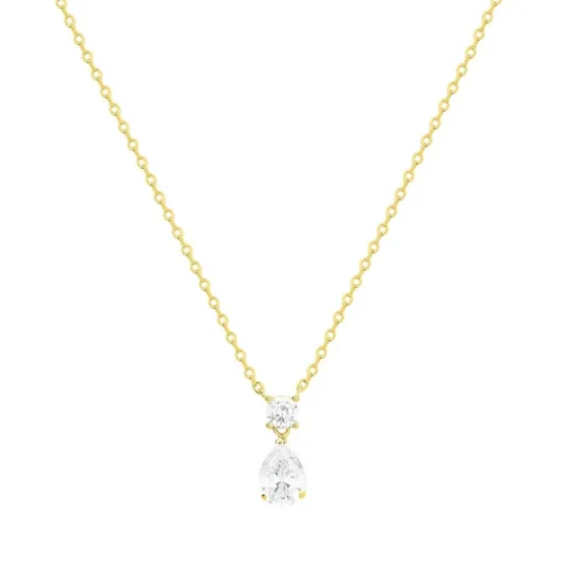 Collier Femme Goutte PLAQUE OR Jaune et Oxydes