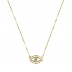 Collier Femme œil de protection PLAQUE OR Jaune