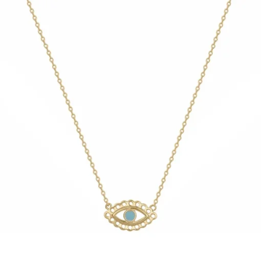 Collier Femme œil de protection PLAQUE OR Jaune
