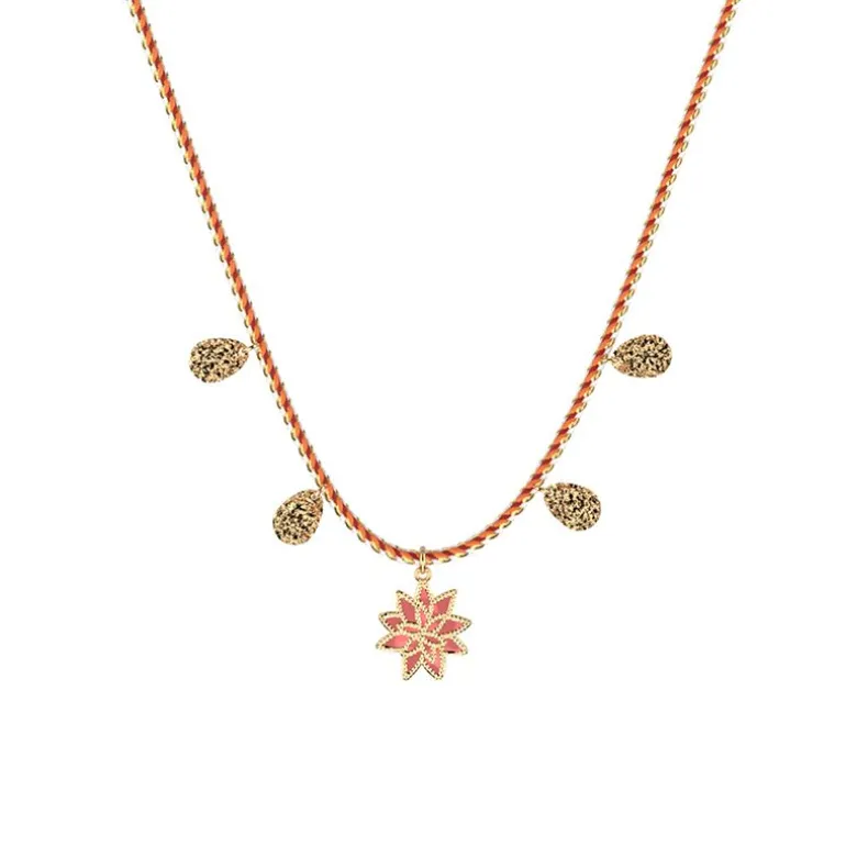 Collier Femme LES CADETTES CORAL PAMPILLES FLEUR DE LOTUS Laiton Doré