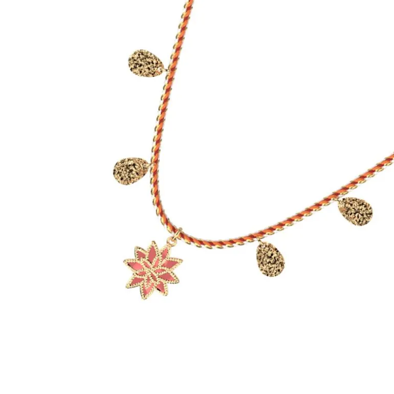 Collier Femme LES CADETTES CORAL PAMPILLES FLEUR DE LOTUS Laiton Doré