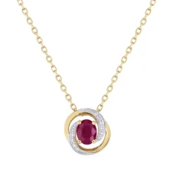 Collier Femme Multi-pierres OR 375/1000 Bicolore et Rubis