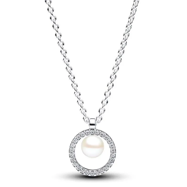 Collier Femme Pandora ARGENT 925/1000 Perle de Culture d'Eau Douce Traitée & Pavé 393165C01-45