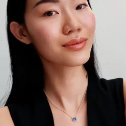 Collier Femme Pandora ARGENT 925/1000 Halo Bleu Carré Scintillant 393560C01-45