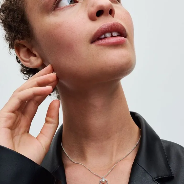 Collier Femme Pandora ARGENT 925/1000 Perle de Culture d'Eau Douce Traitée & Pavé 393165C01-45