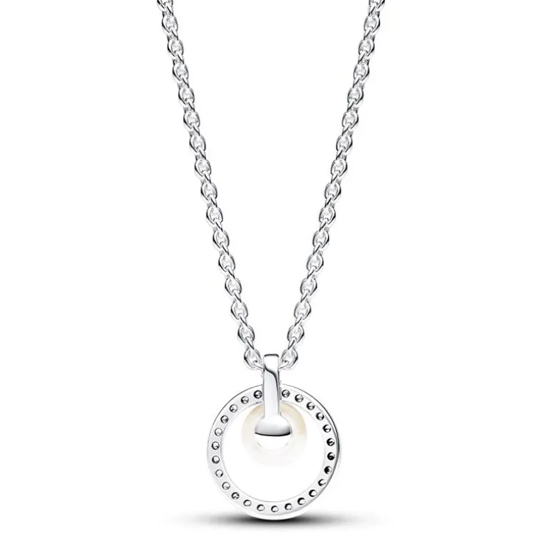 Collier Femme Pandora ARGENT 925/1000 Perle de Culture d'Eau Douce Traitée & Pavé 393165C01-45