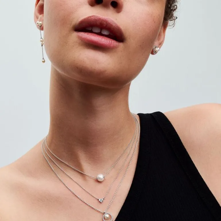 Collier Femme Pandora ARGENT 925/1000 Perle de Culture d'Eau Douce Traitée & Pavé 393165C01-45