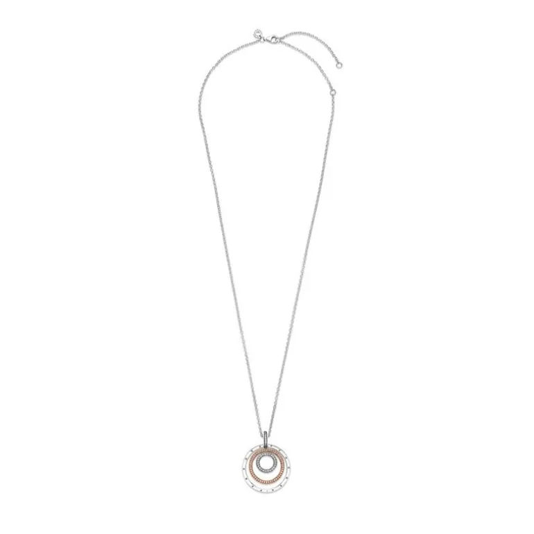 Collier Femme Pandora Signature Pendentif Cercles Bicolores 389483C01