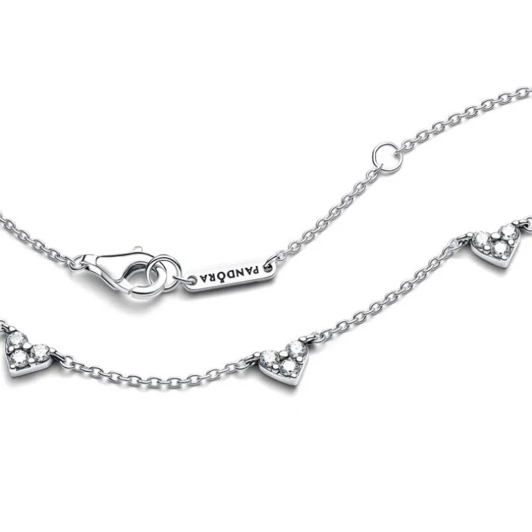Collier Femme Pandora Timeless Chaîne Station Cœur Triple Pierre 393160C01
