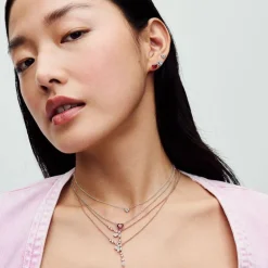 Collier Femme Pandora Timeless Pendant Halo Cœur Rouge Scintillant 392542C01