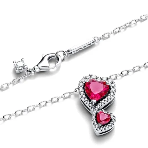 Collier Femme Pandora Timeless à Pendentif Cœurs Halo Rouge 393658C01