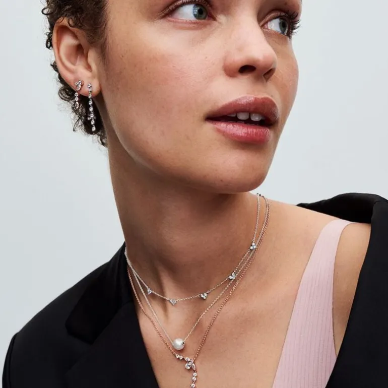 Collier Femme Pandora Timeless Chaîne Station Cœur Triple Pierre 393160C01