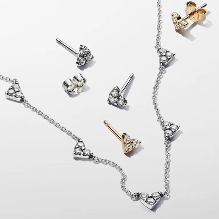 Collier Femme Pandora Timeless Chaîne Station Cœur Triple Pierre 393160C01