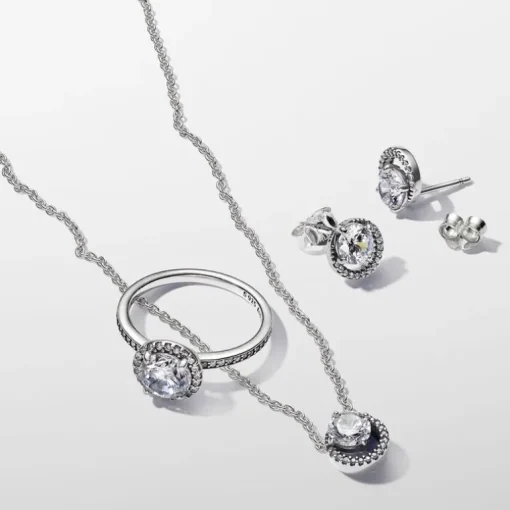 Collier Femme Pandora Timeless Pendentif Halo Rond Scintillant 391174C01