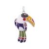 Collier Femme Pendentif Toucan ARGENT 925/1000 Laqué Multicolore et Oxydes