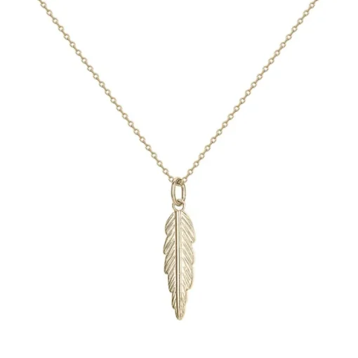 Collier Femme Plume PLAQUE OR Jaune