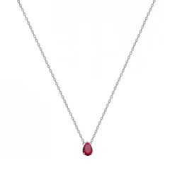 Collier Femme Solitaire ARGENT 925/1000 et Spinelle Rouge