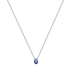 Collier Femme Solitaire ARGENT 925/1000 et Spinelle Bleue